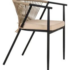 Utestol svart med beige dyna stapelbar - Napoli