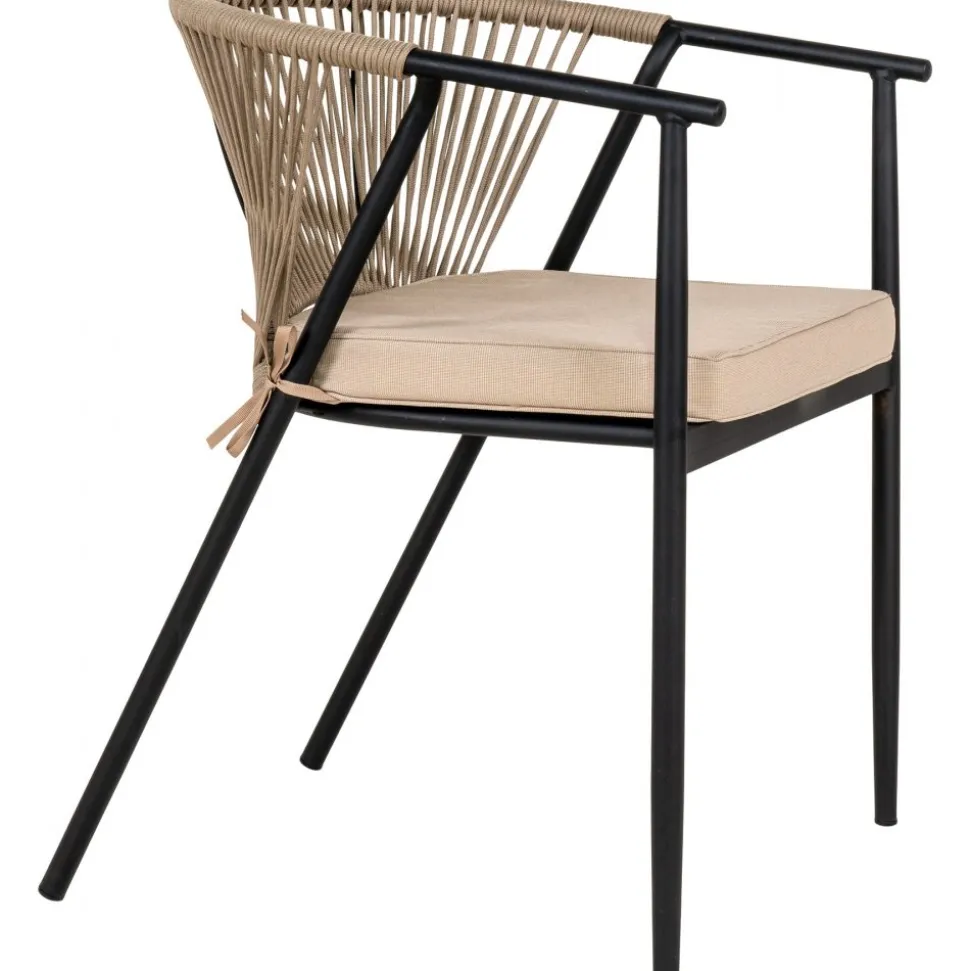 Utestol svart med beige dyna stapelbar - Napoli