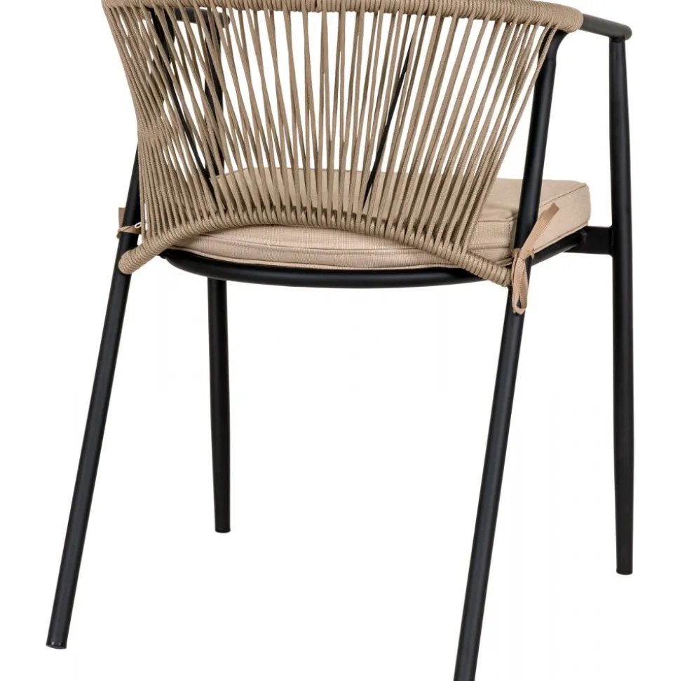 Utestol svart med beige dyna stapelbar - Napoli