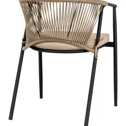 Utestol svart med beige dyna stapelbar - Napoli + Textilskydd för utemöbler