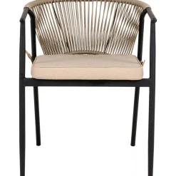 Utestol svart med beige dyna stapelbar - Napoli + Textilskydd för utemöbler