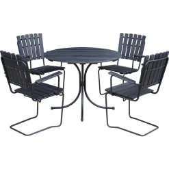 Utestol Vaxholm i fjäderstål - Svart