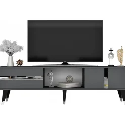 Vania TV-bänk - Antracit/silver