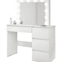 Vanity vitt sminkbord med belysning