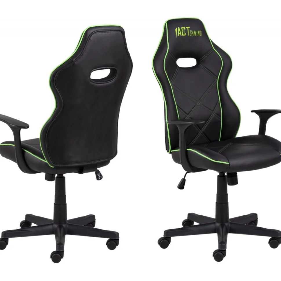 Vayne svart spelstol med gröna detaljer