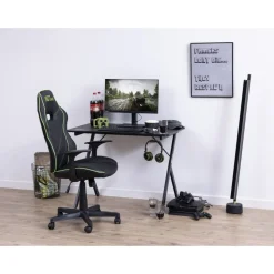 Vayne svart spelstol med gröna detaljer