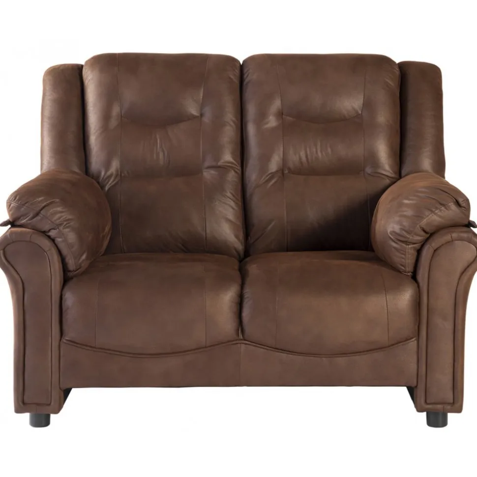 Vera 2-sits soffa i brunt microfiber + Möbeltassar