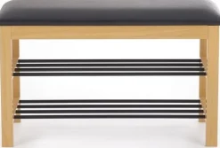 Veronika sittbänk med skoförvaring Svart (PU) / Trä