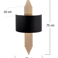 Vägglampa curve - Svart/koppar