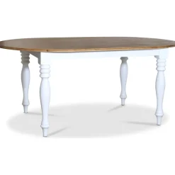 Victoria vitt ovalt matbord med brun toppskiva + Fläckborttagare för möbler