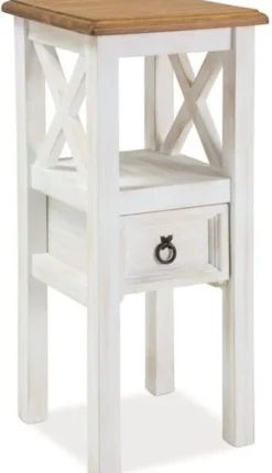 Vimle sängbord med förvring Vit/furu