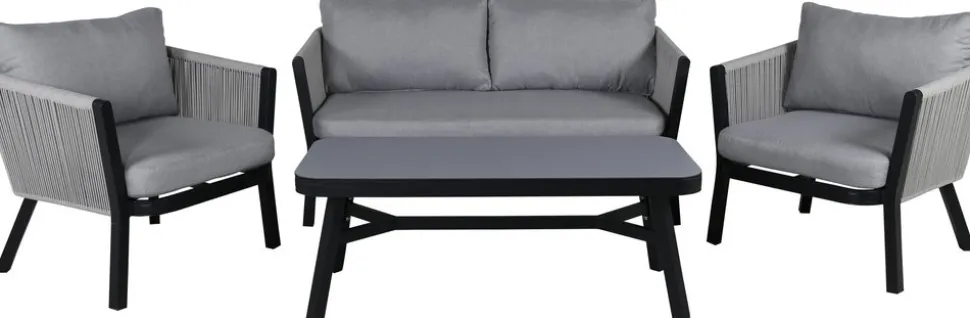 Virya soffgrupp - Svart/Grå + Rengöringsmedel för utemöbler