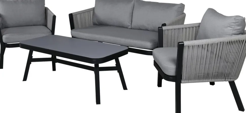 Virya soffgrupp - Svart/Grå + Rengöringsmedel för utemöbler