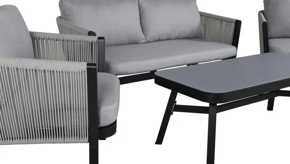 Virya soffgrupp - Svart/Grå + Rengöringsmedel för utemöbler