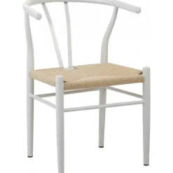 Vit stol med armstöd i metall