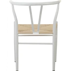 Vit stol med armstöd i metall