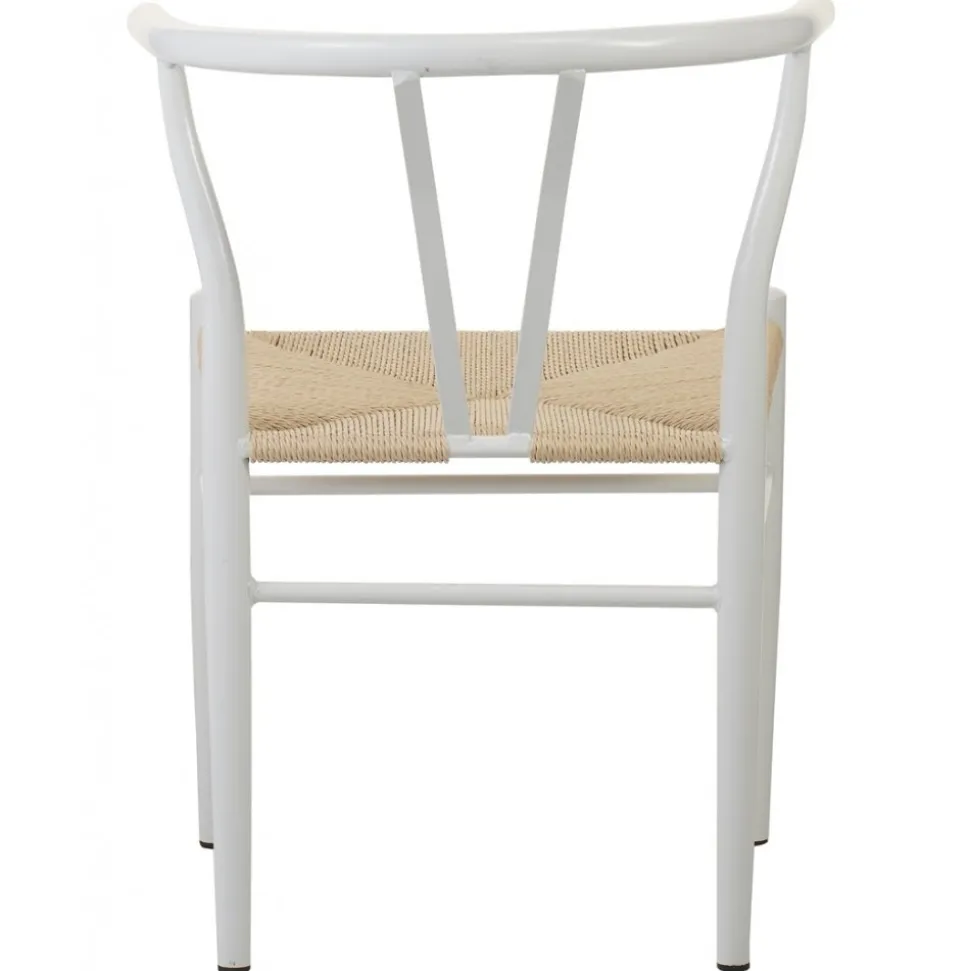 Vit stol med armstöd i metall