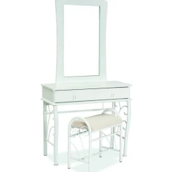 Vitt sminkbord med spegel och pall + Glas och Kristallrengöring