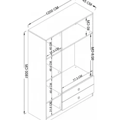 Yaman garderob 120 x 45 x 180 cm Variant A - Mattvit