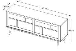 Yuma skänk i smoked oak med rotting detaljer, skjutdörrar