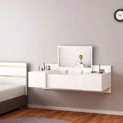 Zakkum sminkbord 100 x 39 cm - Vit + Karta med möbeltassar på köpet!