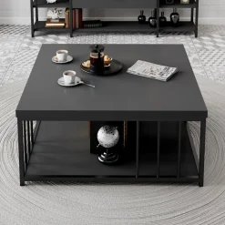 Zenn soffbord 90 x 90 cm - Antracit/svart