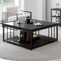 Zenn soffbord 90 x 90 cm - Antracit/svart