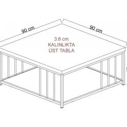 Zenn soffbord 90 x 90 cm - Antracit/svart
